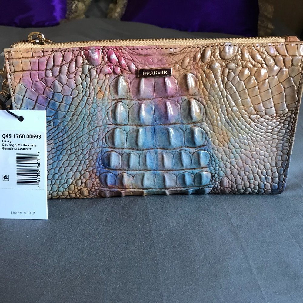 Brahmin Courage Daisy Wristlet/Cosmetic case NWT